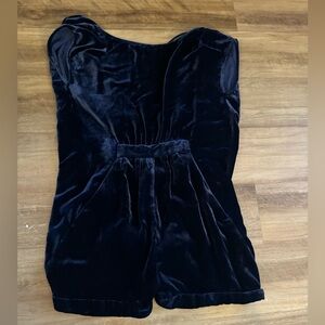 Women’s Velvet Romper small dark blue
